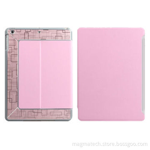 Flame Series Folio Case for iPad Air, Leather + Metal + PC, Unique T-stand, Pink
